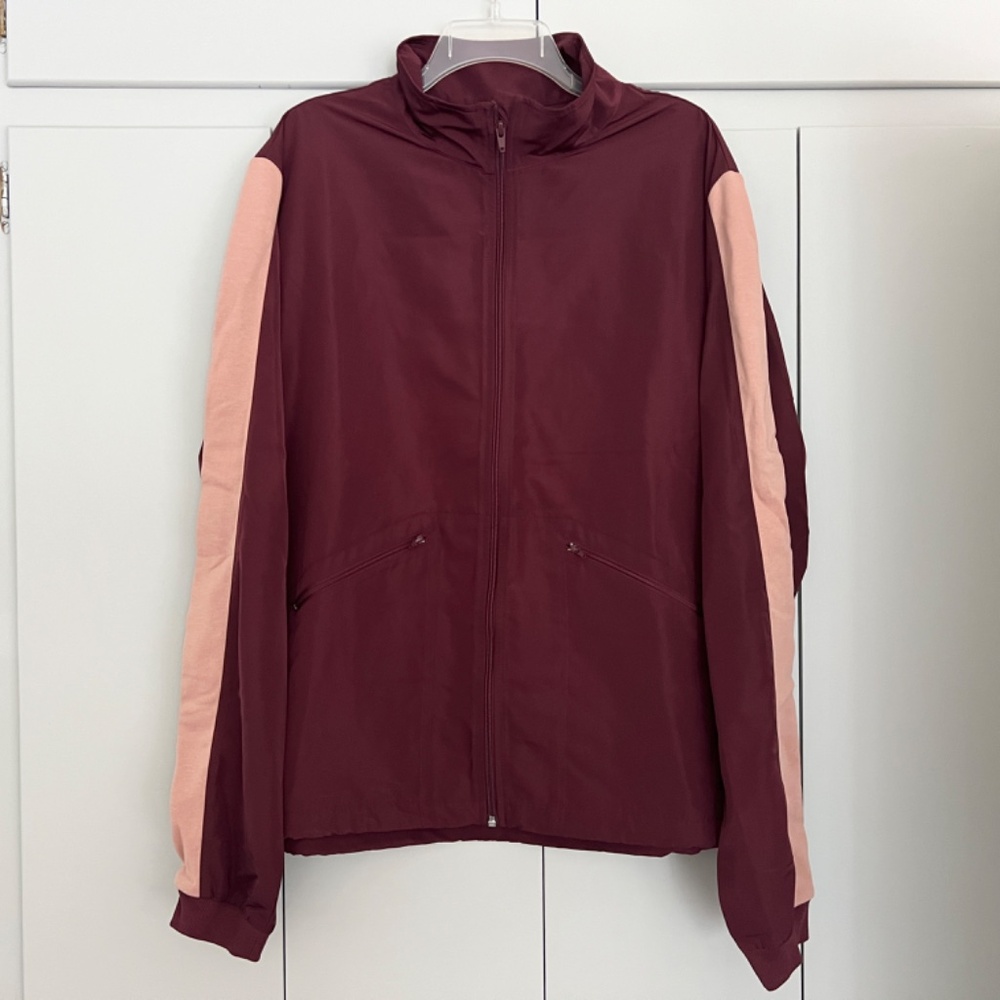 NWT Bella & Canvas Two-Tone Full Zip Lightweight Windbreaker Track Jacket L